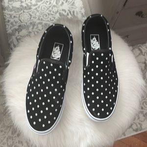 Black and white polka dot Vans sneakers Size 10